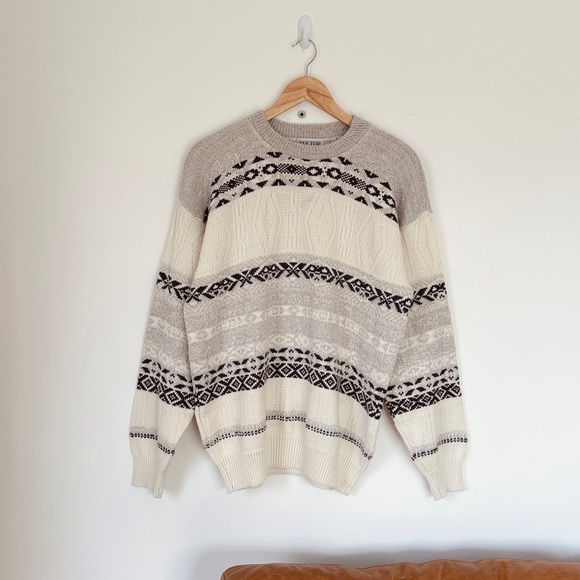 Vintage Other - Vintage Crew knit patterned sweater - oversized  - made in Canada - M.